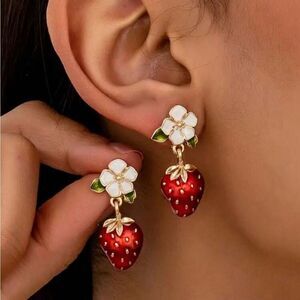 Strawberry and Flower Earrings A1345